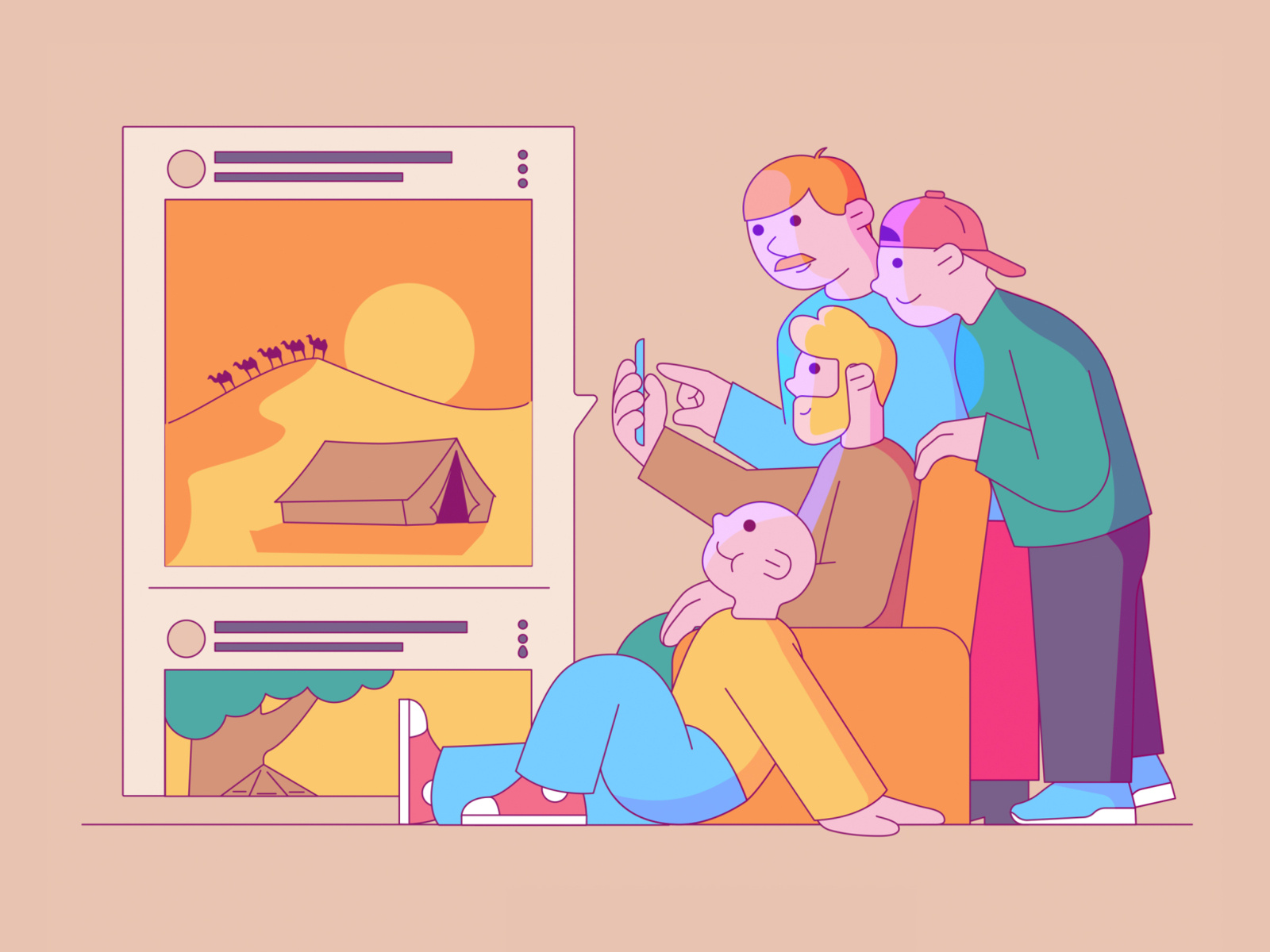 Men watching video ads on facebook